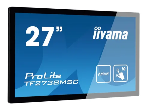 IIYAMA TF2738MSC-B2 A 27inch Touchpanel 1080p IPS 500cd 10touch points CA VGA HDMIx1 DPx1 speakers 2x1W open frame black