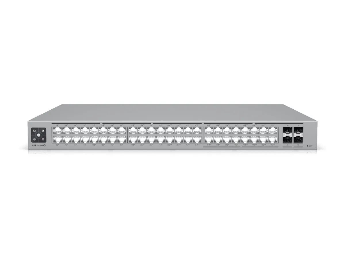 also-usw-pro-max-48-poe UBIQUITI USW-Pro-Max-48-PoE Switch Etherlighting 16x RJ45 2.5Gbps 32x RJ45 1000Mbps 4x SFP+ L3 720W PoE