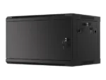 LANBERG Wall mount cabinet 19inch 6U 600×450 steel doors black flat pack