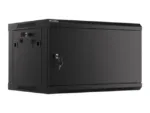 LANBERG Wall mount cabinet 19inch 6U 600×450 steel doors black flat pack