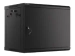 LANBERG Wall mount cabinet 19inch 9U 600×450 steel doors black flat pack