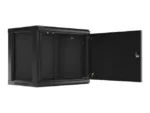 LANBERG Wall mount cabinet 19inch 9U 600×450 steel doors black flat pack