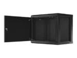 LANBERG Wall mount cabinet 19inch 9U 600×450 steel doors black flat pack