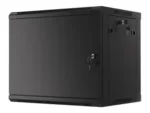LANBERG Wall mount cabinet 19inch 9U 600×450 steel doors black flat pack