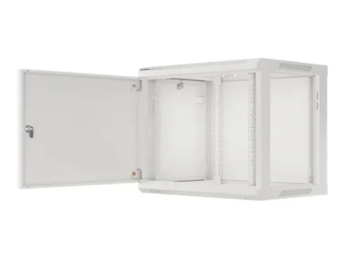 LANBERG Wall mount cabinet 19inch 9U 600×450 steel doors grey flat pack