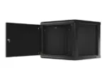 LANBERG Wall mount cabinet 19inch 9U 600×600 steel doors black flat pack