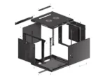 LANBERG Wall mount cabinet 19inch 9U 600×600 steel doors black flat pack