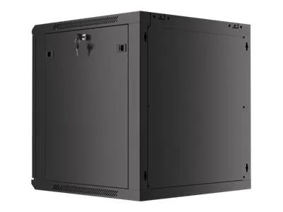 LANBERG Wall mount cabinet 19inch 12U 600×600 steel doors black flat pack