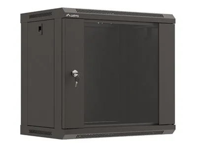 LANBERG rack cabinet wall-mount 19inch 9U/540×350 black flat pack with glass door