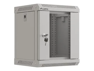LANBERG cabinet 10 inch wall-mount 6U 300×300 glass door flat pack grey