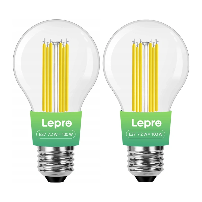 inp-100094-ww-eu-2-lepro-100094-ww-eu-2-e27-filam-0.webp LEPRO 100094-WW-EU-2 E27 Filament LED Bulb, 7.2W (100W), 1521 lm, 2700K, Class A, 2-pack