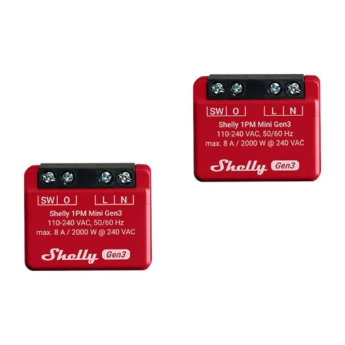 Shelly 1PM Mini Gen3 Set of 2 Controllers, WiFi/Bluetooth