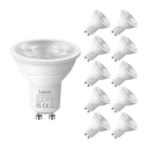 LEPRO 200082-DW-EU-10 GU10 LED Bulb, 3.6W, 345 lm, 6500K, 38°, Energy Class E, 10 pcs.