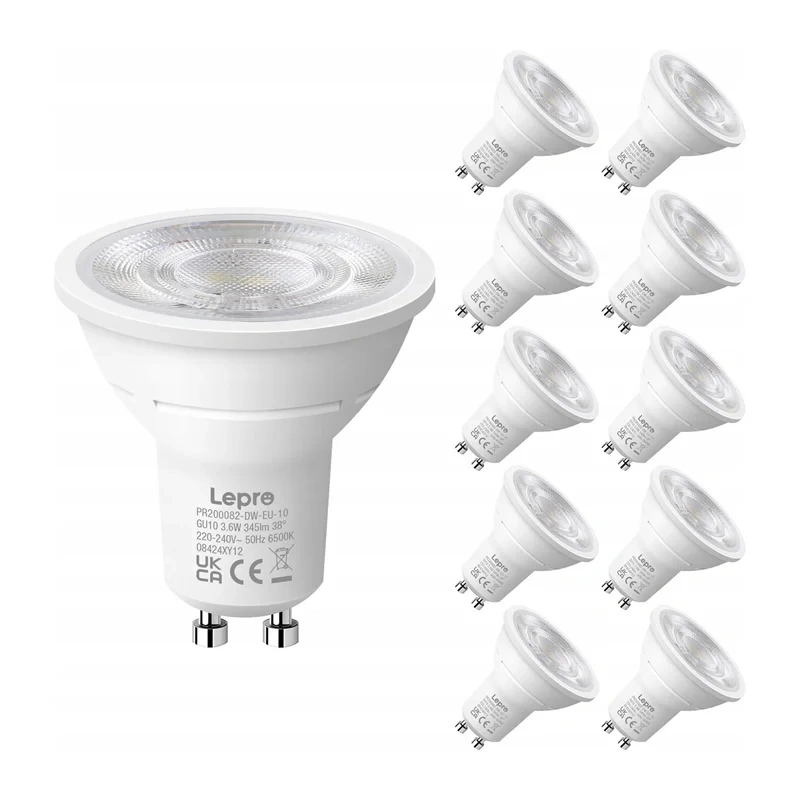 inp-200082-dw-eu-10-lepro-200082-dw-eu-10-gu10-led-0.webp LEPRO 200082-DW-EU-10 GU10 LED Bulb, 3.6W, 345 lm, 6500K, 38°, Energy Class E, 10 pcs.