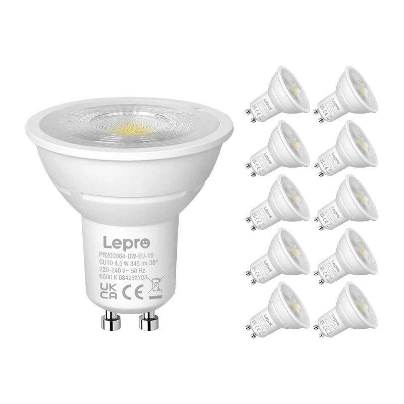 inp-200084-dw-eu-10-lepro-200084-dw-eu-10-gu10-dim-0.webp LEPRO 200084-DW-EU-10 GU10 Dimmable LED Bulb, 4.5W, 345 lm, 6500K, 38°, 10 pcs.