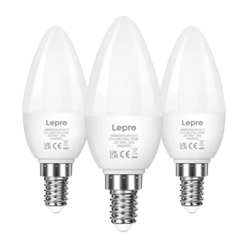 LEPRO 600059-WW-EU-3 LED Bulb, E14, C37, 4.2W (40W), 470 lm, 2700K (warm white), 250°, 3-pack
