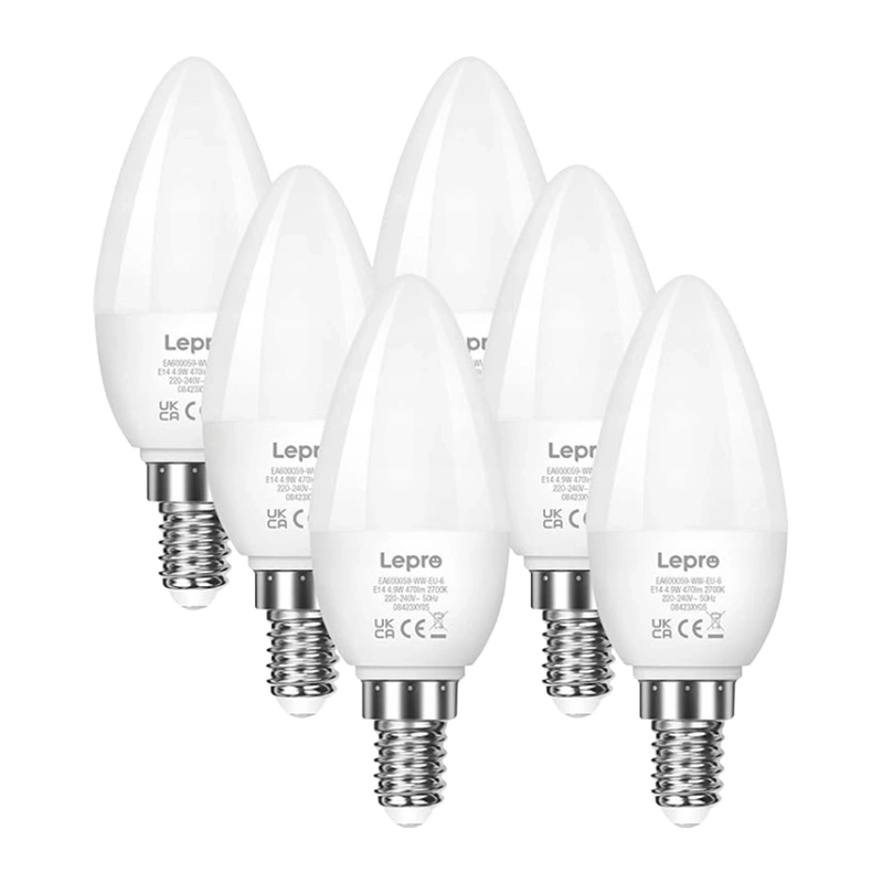 inp-600059-ww-eu-6-lepro-600059-ww-eu-6-e14-led-b-0.webp LEPRO 600059-WW-EU-6 E14 LED Bulb, Candle-Shaped, 4.2W (40W), 470 lm, 2700K, Class E