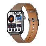 COLMI C28 Smartwatch – Black + Brown Leather Strap