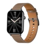 COLMI C28 Smartwatch – Black + Brown Leather Strap