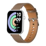 COLMI C28 Smartwatch – Silver + Brown Leather Strap
