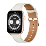 COLMI C28 Smartwatch in Gold with a White Leather Strap