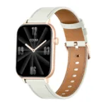COLMI C28 Smartwatch in Gold with a White Leather Strap