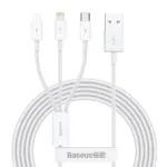USB cable 3in1 Baseus Superior Series, USB to micro USB / USB-C / Lightning, 3.5A, 1.5m (white)