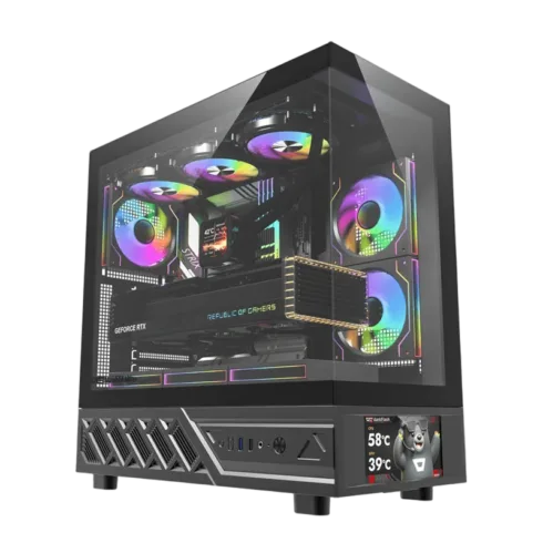DarkFlash DS950V computer case with display (black) + 6 fans
