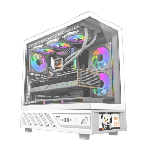 DarkFlash DS950V computer case with display (white) + 6 fans