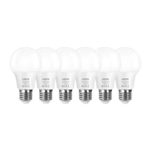 LEPRO 100089-WW-EU-6 LED Bulb, E27, A60, 8.5W (60W), 806 lm, 2700K (warm), 180°, 6-pack