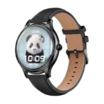 COLMI L28 Smart Watch (black silicone + black leather strap)