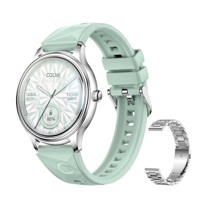 inp-l28-silver-green-colmi-l28-smart-watch-silver-0.webp COLMI L28 Smart Watch (Silver-green + silver steel strap)