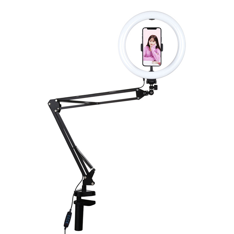 inp-pkt3090b-desktop-arm-stand-puluz-with-2-0.webp Desktop arm stand Puluz with 26cm LED Vlogging Ring PKT3090B