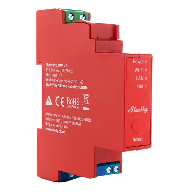Shelly Pro 1PM DIN Rail Switch with Power measurement, 1 channel, WiFi ...