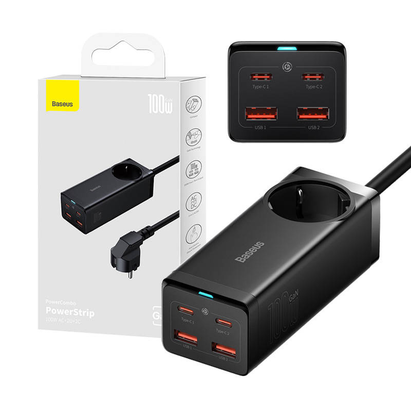inp-pszm000401-baseus-gan3-pro-wall-charger-0.webp Baseus GaN3 Pro wall charger / powerstrip 2xUSB + 2xUSB-C + AC, 100W (black)