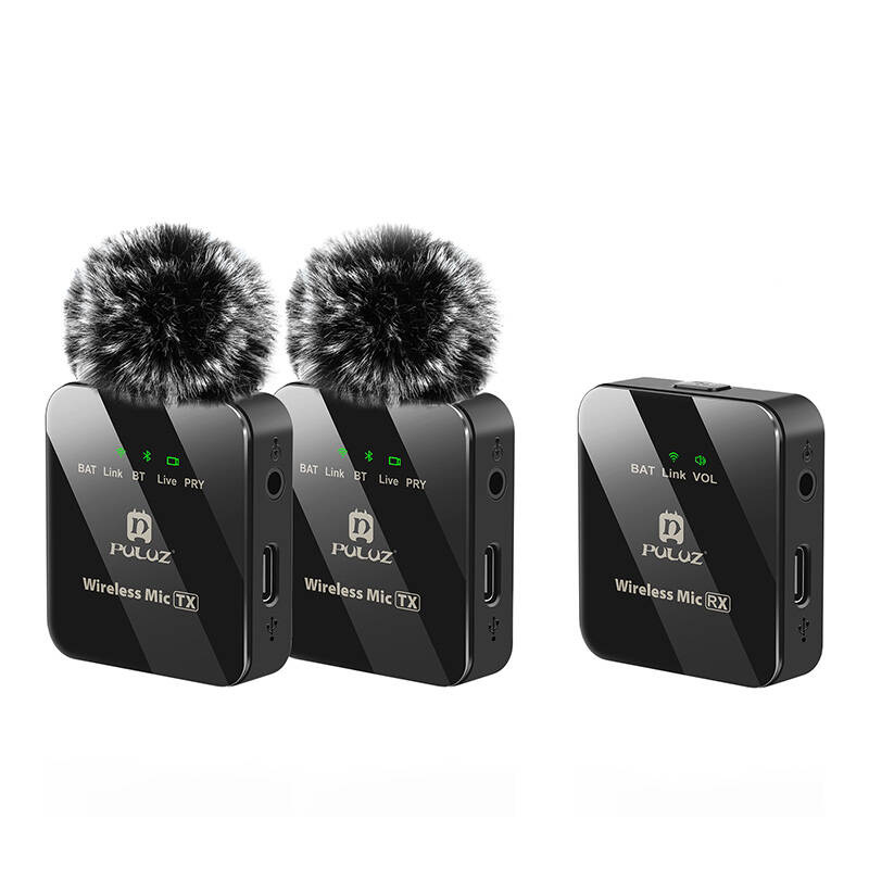 inp-pu3154b-wireless-lavalier-microphone-p-0.webp Wireless Lavalier Microphone PULUZ 2 TX + 1 RX