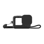 Puluz Silicone Case for GoPro HERO12, HERO11, HERO10, and HERO9 Black with Lens Cover and Strap (Black)