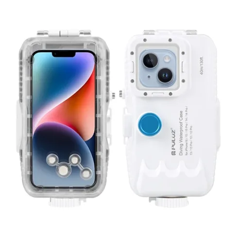Puluz Waterproof iPhone Case (40m) with One-Way Valve (White)