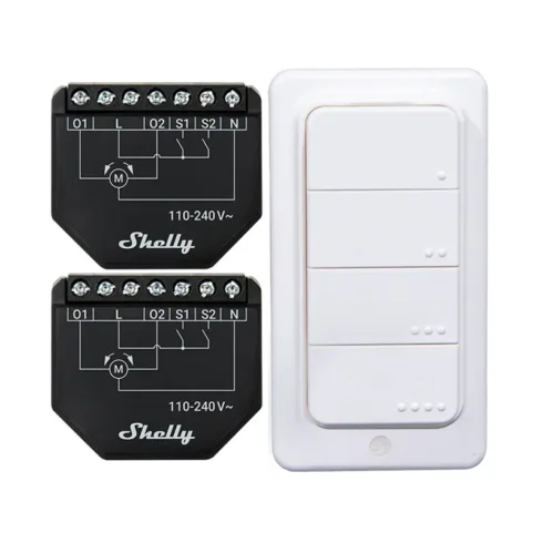 Set of 2 WiFi Shutter Controllers for Blinds/Curtains Shelly Shutter + BLU RC Button 4