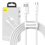 Baseus Simple Wisdom Data Cable Kit USB to Micro 2.1A (2PCS/Set) 1.5m White