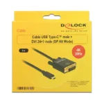 USB vaizdo adapteris DeLOCK 2m, USB-C/DVI 24+1 (85321), vaizdas 3