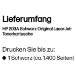 Tonerio kasetė HP 203A (CF540A), juodos spalvos, vaizdas 3