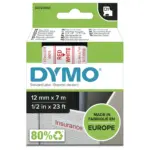 Etikečių juostelė DYMO D1 Standard, Red on White, 12mm (S0720550)