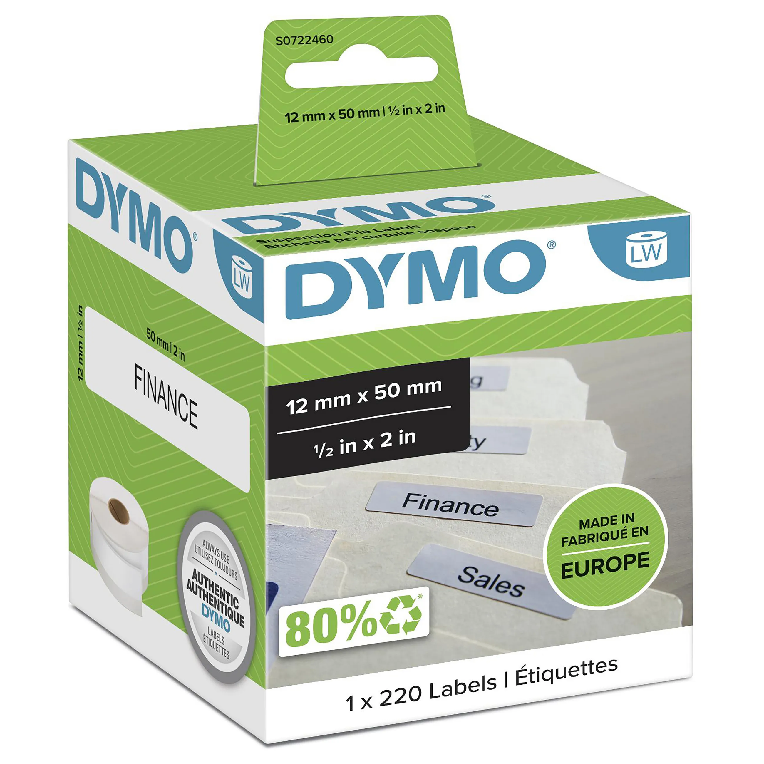 DYMO LW - Multi-Purpose Labels - 12 x 50 mm - S0722460 Spausdintuvo priedas DYMO LW, Multi-Purpose Labels, 12 x 50 mm, S0722460