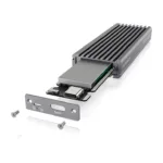 SSD korpusas ICY BOX IB-1817M-C31, šoninis vaizdas su USB jungtimis