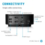 HP USB-C/A Universal Dock G2, matomas priekis su USB 3.2 Type-C jungtimis