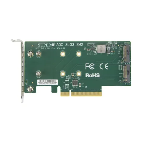 Supermicro AOC-SLG3-2M2, PCIe 3.0, M.2, žalia spalva