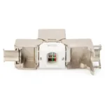 Ekranuoto CAT 6A „Keystone“ modulio montavimo detalės ir LSA jungtis