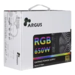 Inter-Tech Argus RGB-650W CM II maitinimo blokas, šoninis vaizdas su RGB apšvietimu