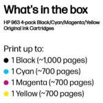 Rašalo kasetė HP 963 4-Pack CMYK(4) Original Combo (6ZC70AE), vaizdas 3